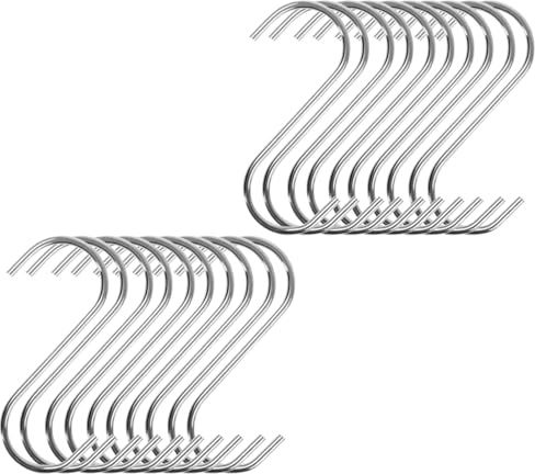 ZHAOYCSH 20 Piezas Ganchos para Colgar en Forma de S, Ganchos Metálicos para Organizar para Cocina, Baño, Armario, Oficina,Jardín y Salón - Ganchos Multiusos para Colgar Utensilios, Toallas y Plantas