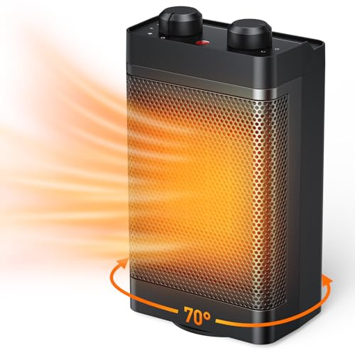 Heizlüfter Energiesparend, 1500W 3 Heizmodi Keramik Elektrische Heizung, 70° oszillierend, Berhitzungs- & Kippschutz, Leise Raumheizgerät für Betrieb im Büro, Wohnzimmer, Schlafzimmer (1500W)