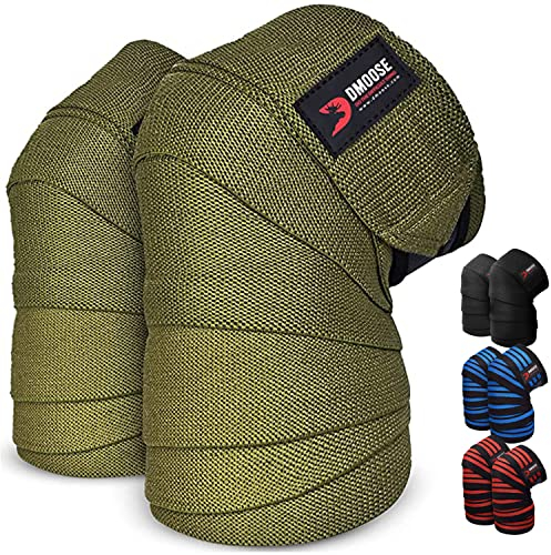 DMoose kniebandage kraftsport - 198CM Länge Heavy Duty Kniebandage Bodybuilding - Lang Elastisch Knee Wraps Paar Mit Klettverschluss, Kreuzheben Bodybuilding Gewichtheben Kraftsport Powerlifting