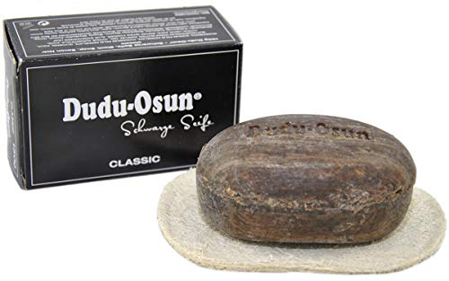 2x Dudu Osun - Schwarze Seife CLASSIC - 150g + Seifenablage aus Luffa