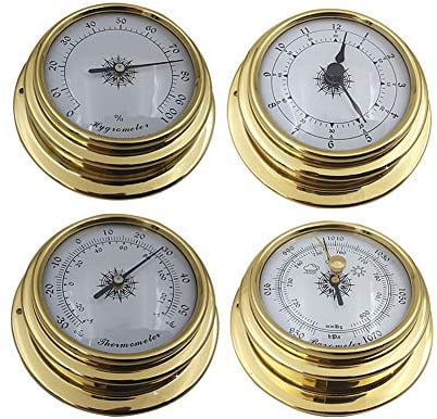 Alicer Set di 4 stazioni meteo, barometro portatile da parete marina orologio metro termometro igrometro kit