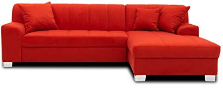 DOMO. collection Ecksofa Capri, Sofa in L-Form mit Schlaffunktion, Couch, Polsterecke, Eckcouch, Schlafsofa 239 x 152 x 75 cm (BxTxH), rot