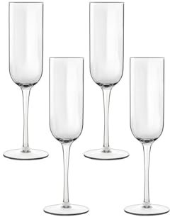 Luigi Bormioli Lot de 4 flûtes à champagne Jazz en cristal de 210 ml, passent au lave-vaisselle