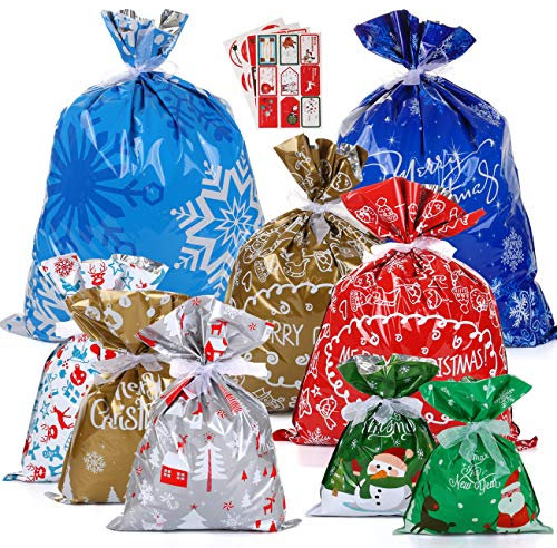 LIHAO 24 x Geschenktüte Geschenkverpackung zum Befüllen Deko Geschenkbeutel Weihnachten Tüte mit Bänder Aufkleber Verschiedene Größe für Party