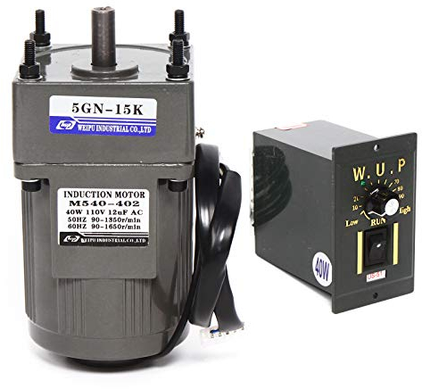 Motoreducteur Électrique AC 220V Moteur à Engrenages Asynchrone Monophasé 40W avec Régulateur de Vitesse (15K), 9 Tours/Min