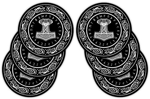 empireposter Thor Hammer - 6er Set Untersetzer - 6 Coaster im Set - Größe Ø 9,5 cm
