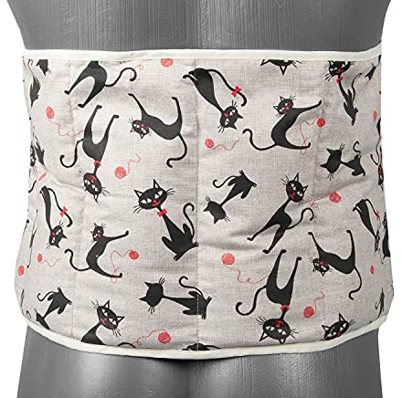 Bio-Dinkelkissen Wärmekissen Gürtel mit Klettverschluss - ca. 135cm - 7-Kammer - Rückenkissen Körnerkissen - Katze-Mimi