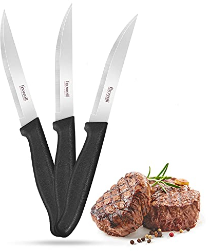 Fixwell® Steakmesser, schwarz I sehr scharfes Fleisch-Messer, ideal für den Esstisch und Grillfleisch – sehr langlebig, rostfrei | spülmaschinenfest & lebensmittelecht | 100% Made in Germany seit 1955