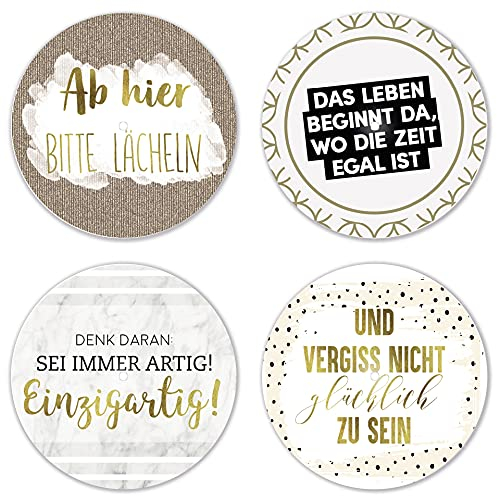 Interluxe LED Untersetzer RUND 4er Set - Motivation - Vier leuchtende Design Untersetzer als Tischdeko, Geschenkidee, Party