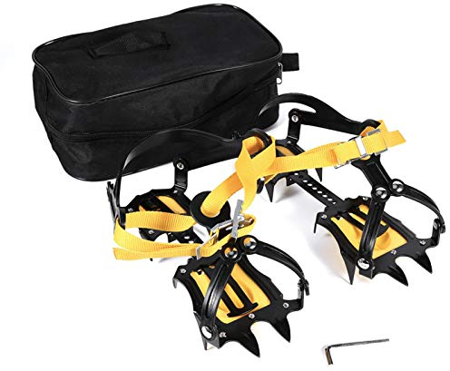 EIS-Steigeisen-Klampen, 1 Stück 10 Zähne Stahl-Steigeisen-Riemen-Bindungstyp EIS-Griffe Beständige Schneerutsche Spikes Winter-Schneestiefel Überschuh für Outdoor-Schneewandern Klettern