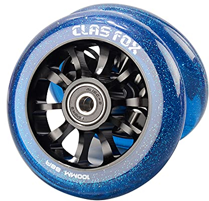 CLAS FOX Pro Stunt Roller Scooter Räder 100mm Ein Paar mit ABEC-9 Kugellager CNC Metallkern (2 stücke) (transparent blau)