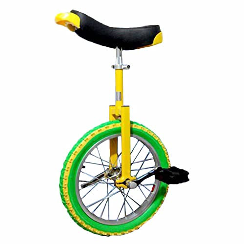 HXFENA Kinder Einrad,Doppelwandige Aluminiumlegierung Felge Einrad Balance Balance Bike Wettkampfakrobatik ÜBung,Geeignete HöHe 115-155CM / 16 Inches/Yellow