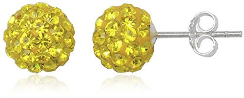 EYS JEWELRY Ohrstecker Damen Perlen 925 Sterling Silber Preciosa Elements Glitzer Kristalle zitronen-gelb Damen-Ohrringe