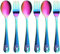 6-Teilig KinderBesteck aus Edelstahl, 3 Gabeln und 3 Löffel für Baby & Kinderzeit, Kinderbesteck Mit Gravur, Geschenke zur Taufe,Taufgeschenke(Regenbogen)