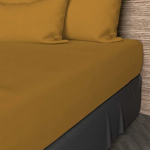 Soleil d'ocre, Drap Housse, Coton 57 Fils, Moutarde, 140x190 cm