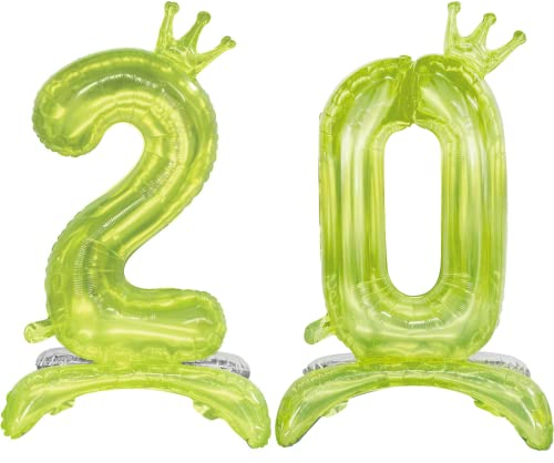 DIWULI Luftballon 20 Geburtstag XL Grün - Stehballon Zahl 20