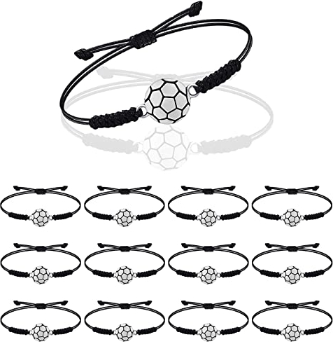 HEAWAA 12 WM Fußball Armband Schmuck, Football Party Mitgebsel Kinder, Geflochtenes Verstellbares Fussball Armband für Feiern Sport Kindergeburtstag Weltmeisterschaft 2022