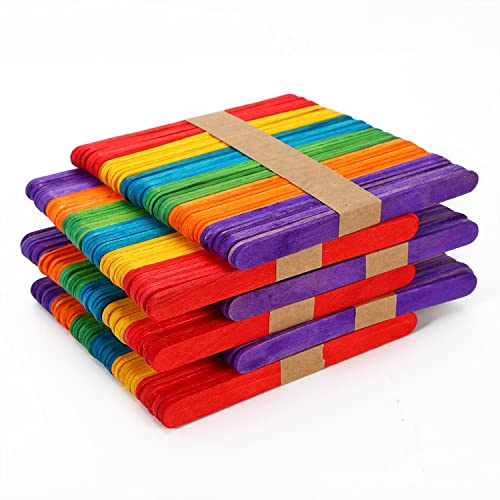 Vinsani 300pcs Coloured Wooden Lolly Sticks – Smooth Craft Popsicle Kids Lollipop Sticks - Perfect for Desserts (Ice Creams, Cakesicles, Lollypops), Kids DIY Art Project and Crafts – 11.2 X 1CM