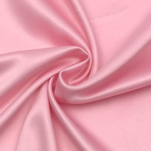 STOFFKONTOR Stretch Satin Modestoff Kleiderstoff - Stoff glänzend - Öko-Tex Standard 100 - Meterware, Rosa - zum Nähen von Bekleidung und Dekoration
