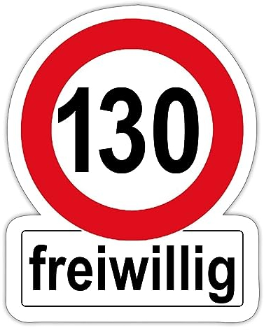 Spreadshirt Freiwillig 130 KMH Aufkleber Sticker, max. 10x10 cm, 10 x 10 cm, Mattweiß