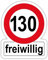Spreadshirt Freiwillig 130 KMH Aufkleber Sticker, max. 10x10 cm, 10 x 10 cm, Mattweiß