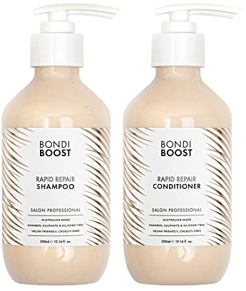 BONDIBOOST BondiBoost Rapid Repair Duo Shampoo + Conditioner Bundle [je 300 ml – vegan/ohne Tierversuche – in Australien hergestellt