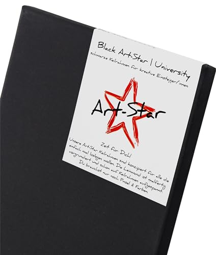 Art-Star | 1 cadre biseauté Black University | 1 toile noire sur châssis | Toile pré-apprêtée, châssis rectangulaire tendu prêt à peindre avec toile à peindre | Format : 60 x 80 cm