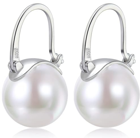 Huge Tomato Perlenohrringe, Perle Tropfen Ohrringe, 12mm elegante große Perlenohrringe Silber 925 14K Gold überzogene Schließe für Frauen Mode, Creole für Geschenk