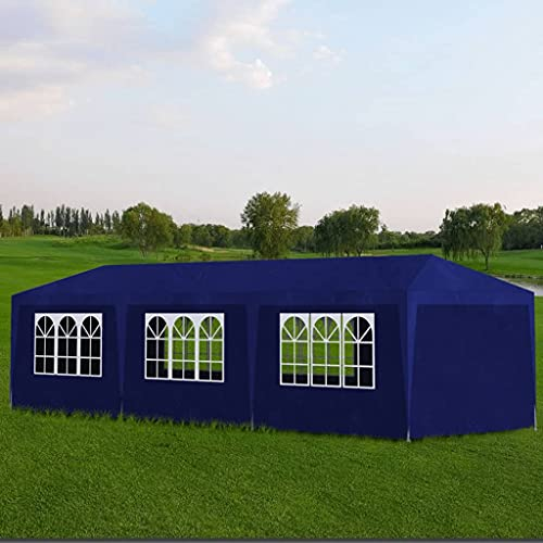PURADAY Partyzelt 3x9 m Blau Festzelt Gartenpavillon Aufenthaltszelt Camping Tent Partyzelt Wasserdicht Stabil für Gartenpartys Und Verschiedene Outdoor-Aktivitäten