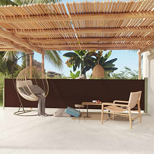 Yolola Store latéral extensible pour terrasse - Store vertical - Brise-vue - Marron - 117 x 600 cm - Brise-vue pour balcon - Store vertical - Protection solaire - Terrasse