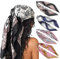 DRESHOW 90x90cm Große Quadratische Schals für Damen 4 Stück Seide Kopftuch Bandanas Haartuch Halstuch Haarschmuck