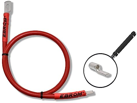 EBROM Batteriekabel Pluskabel 16 mm² rot, Wunschlänge + Ringöse Kabelschuh DIN46235 M6/M8/M10 oder M12 und Stiftschuh DIN46230, Ihre Auswahl: 16 mm2, Kabellänge 30 cm Kabelschuh M6 + Stiftkabelschuh