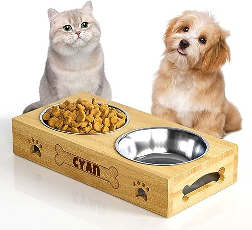 Personalized Dog Bowls Dog Food and Water Bowl with Stand Dog Bowl Stand Cat Feeder Dog Food Storage Container Custom Dog bowls for small dogs