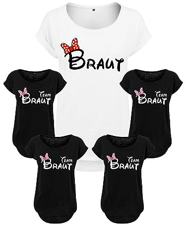Personalisierte JGA Tshirt Damen Braut Team Brautparty Frauen Jungesellenabschied Shirt