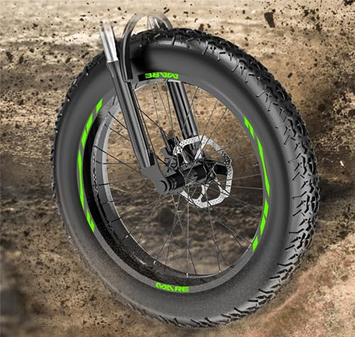 DualColorStampe Aufkleber Felgen FAT Bike 26 Zoll Rad Fahrrad Zubehör Fat Bike MTB Aufkleber Felgen Meer - B0095 (Fluoreszierendes Grün)