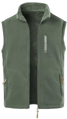 MeiLayM Uomo Smanicato Caldo Autunno e Inverno Giacche Gilet e Gilet in Pile Uomo Gilet In Pile Con Cerniera Intera con Gilet da Fotografia All'aperto Collare Giacca Senza Maniche, Verde, S