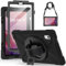 Gerutek Coque Antichoc Lenovo Tab M9 HD 2023, 9 Pouces+Protection d'écran, (TB-310FU), Étui de Armure Robuste avec Support Rotatif, Dragonne et Bandoulière Réglable, Housse pour Lenovo Tab M9 9, Noir