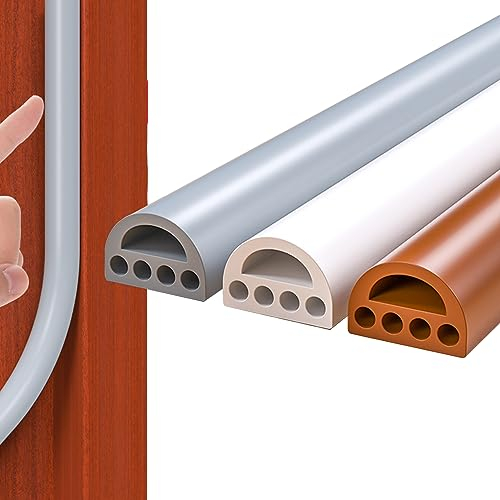 6M Door Seal Strip Silicone Door Weather Stripping, Soundproofing Window Seal Strip Weather Proof Rubber Weather Strip, Self Adhesive Anti Collision Soundproof (9mm x 8mm x 6m, White)