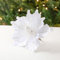 CULASIGN 6 Stück Weihnachtsblumen Glitzer Blumen Weihnachten Deko Weihnachtsbaumschmuck für Weihnachtsbaum Weihnachtskranz Hochzeits Garten Neujahr (Weiß,6 Stück)