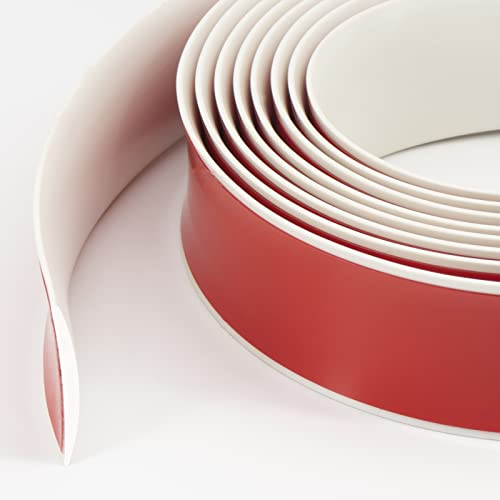 Profilé de transition imperméable et autocollant en vinyle, blanc, 5 cm de large, rail de transition en vinyle, bande de recouvrement non perforée, seuil de porte à coller, 5 m