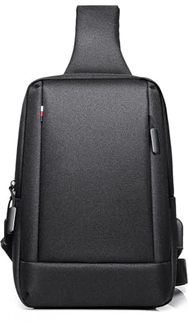 FANDARE Geschäft Brusttasche Herren Schultertasche Damen Sling Bag Umhängetasche Brustbeutel Hängetasche Handgepäck für Reise Arbeiter Freizeit Büro Messenger Bag Crossover Daypacks Polyester Schwarz