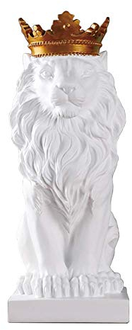 BEABAG Statue und Skulptur, Krone, König der Löwen, Statue, Kunstharz, nordische Heim- und Arbeitszimmerdekoration, Figur, König des Waldes, Statue, Skulptur, Heim-Desktop-Dekoration, Weiß/Weiß