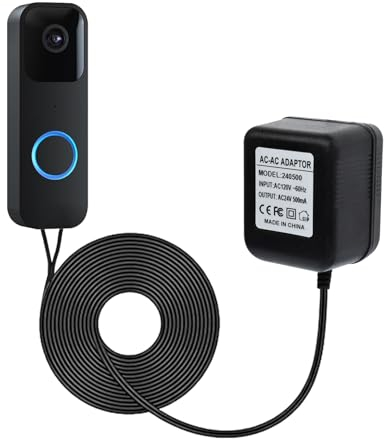 VVHOOY 24V Transformer Doorbell Power Adapter Compatible with Blink, Google Nest,Wyze,Eufy Video Doorbells, C Wire Adapter 16.4ft/5m Extension Cable Doorbell Power Adapter Doorbell Supply Cord