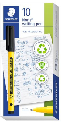 STAEDTLER Noris writing pen 307, Fineliner mit stabiler, eindrucksicherer Spitze, Gehäuse aus 97% recyceltem Plastik, Linienbreite F- Fein, 307-9