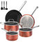 M MELENTA Juego de ollas y sartenes antiadherentes, 11 piezas de utensilios de cocina de cerámica, utensilios de cocina de inducción no tóxicos, juego de cocina con sartenes, cacerolas, apto para