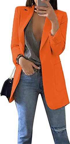 YMING Femmes Blazers Manches Longues Ouvert Devant Bureau Veste Costume De Travail Grande Taille Orange M