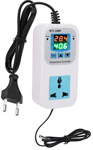Regolatore di Temperatura Termostato per Rettili Presa Interruttore Regolatore di Temperatura Digitale a Doppio Display (Spina europea)