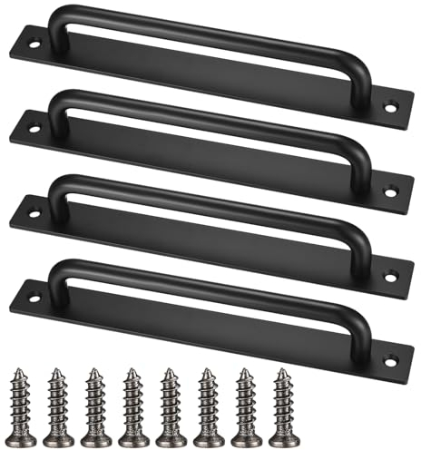 4 Pcs Sliding Door Handles - Black Aluminium Alloy Handles for Kitchen Closet & Cabinet Doors, Exterior & Interior Use