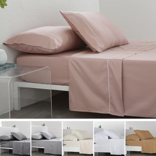 COTTON ARTean Bettwäsche-Set, 180 x 190/200 cm, ägyptische Baumwolle, Fadenzahl 300, 4-teilig, Bettlaken, 2 Kissenbezüge, Spannbetttuch