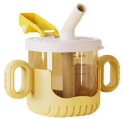 Children's Sippy Cup - Weighted Straw Sippy Cup | Sippy Cup for toddlrs | Clear Graduated Scale Sippy Cup With Lid | Sippy Cup for Baby | No-Spill Silicone Soft Spout Two-Handle Sippy Cup for Babies